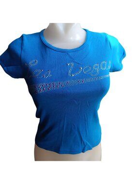 sz 1 XS T-Shirt Avanti Collection Rhinestone Las Vegas Logo Blue Canada